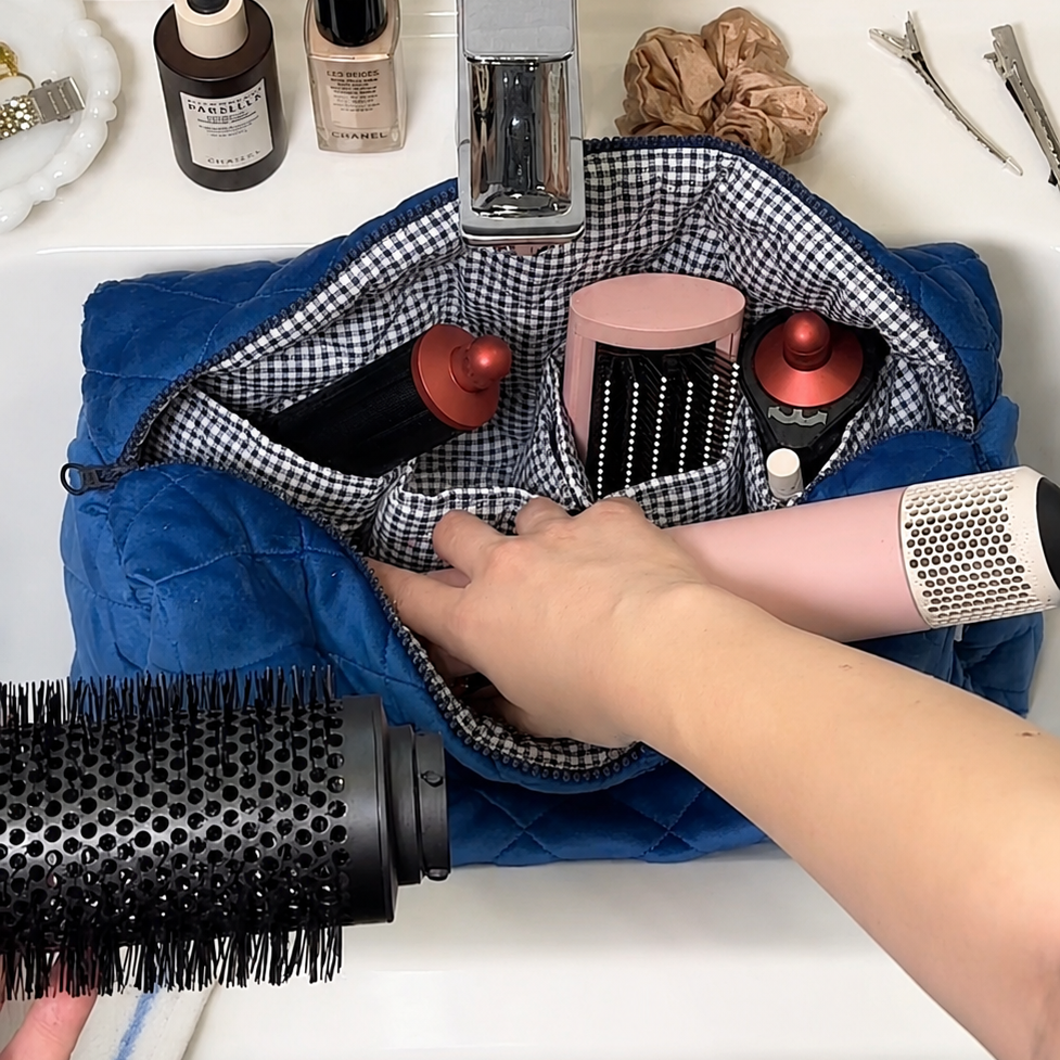 Trousse pour Dyson Airwrap — Bleu Matelassé