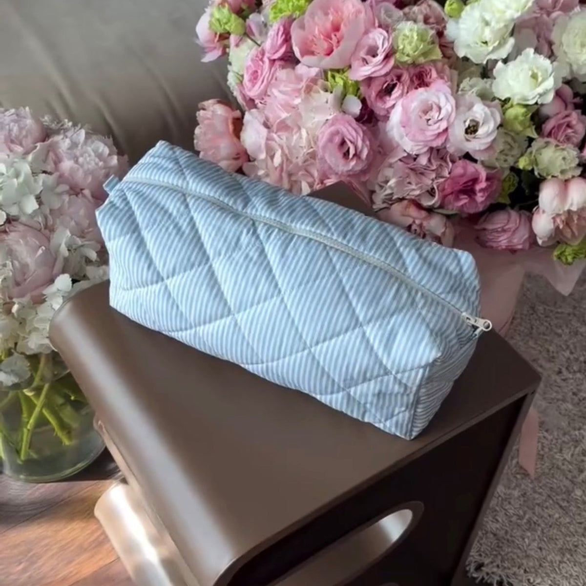 Trousse pour Dyson Airwrap — Bleu Ciel Rayé